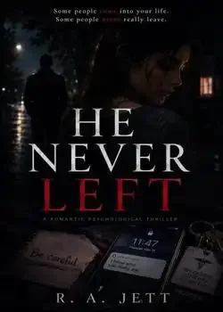 HE NEVER LEFT. book cover